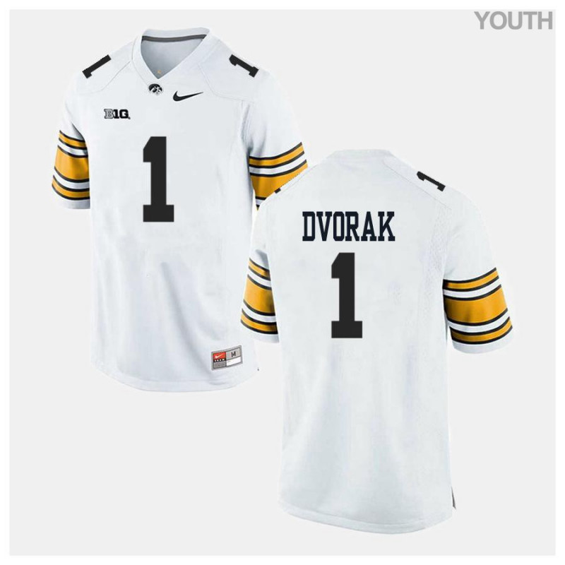 Youth Iowa Hawkeyes NCAA #1 Wes Dvorak White Authentic Nike Alumni Stitched College Football Jersey KF34L32AS